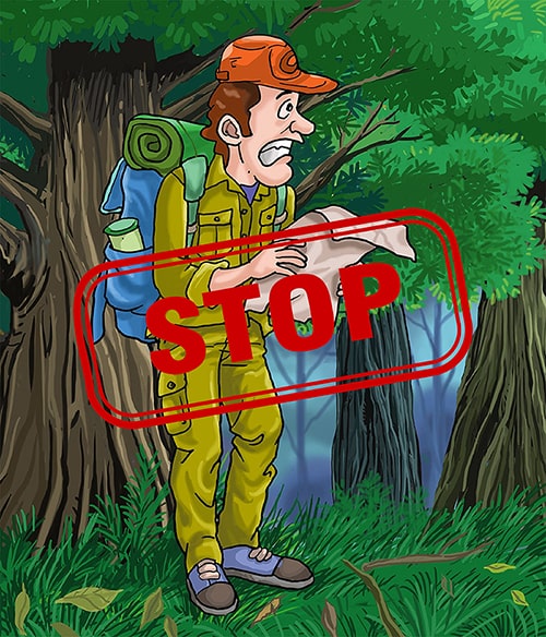 How to Avoid Getting Lost While Hiking — Adventurer Lost in the Middle of the Forest.