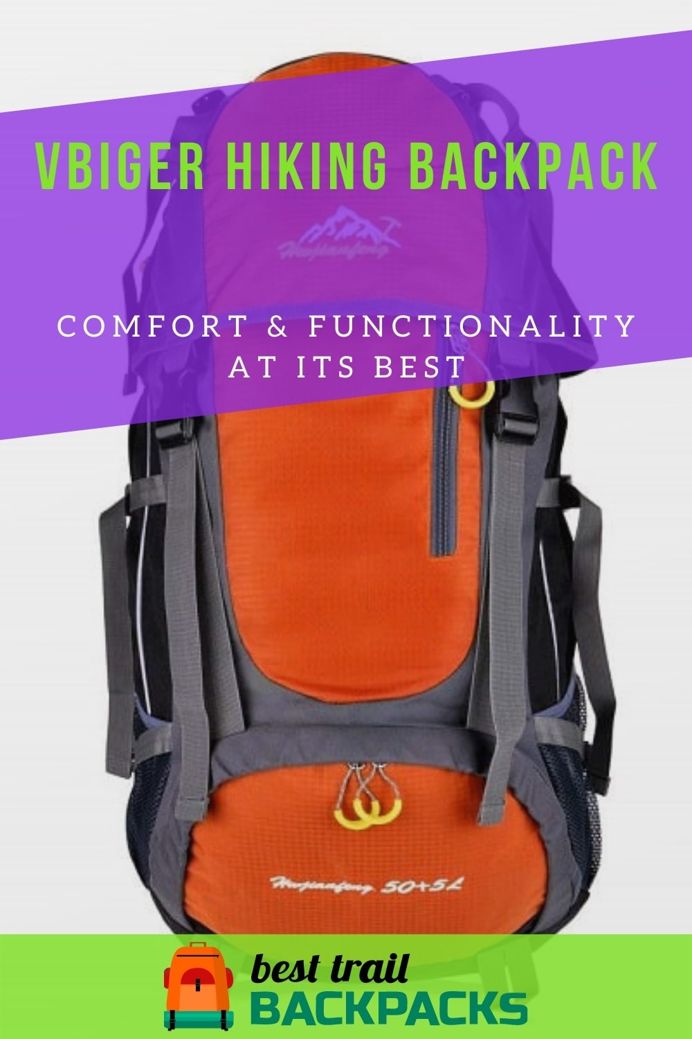 Vbiger Hiking Backpack Large Capacity Lightweight Review - Front View