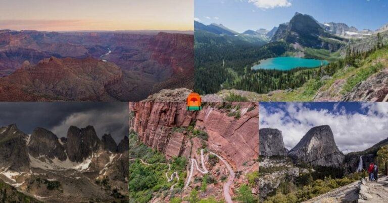 Best Hikes in North America — Photo Collage Showing the Top 5 Destinations.