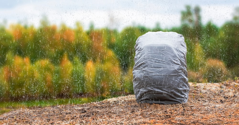 Backpack Rain Cover — Backpack with Rain Cover on the Taiga Shore.