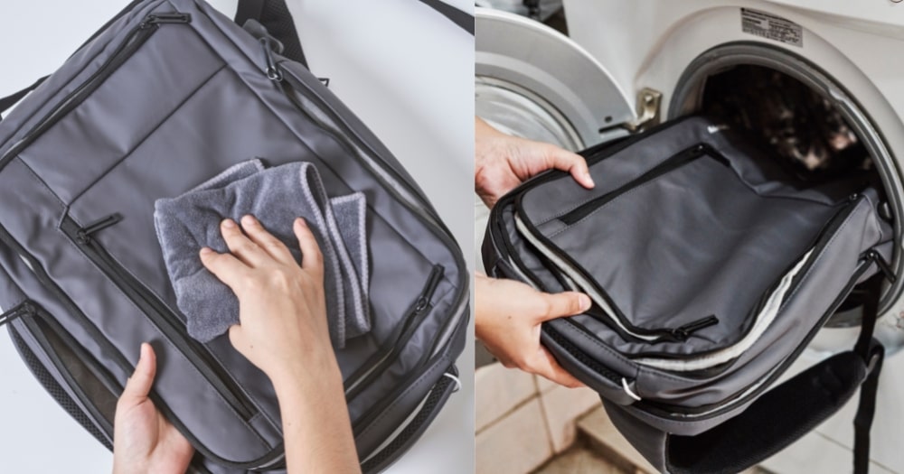 Cleaning Backpack with Washcloth and in Washing Machine.